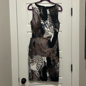 Bebe Printed Midi Scuba Dress